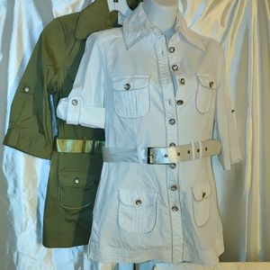 Beautiful NWOT $19 or 2/$32 button-down blouse with removable belt M